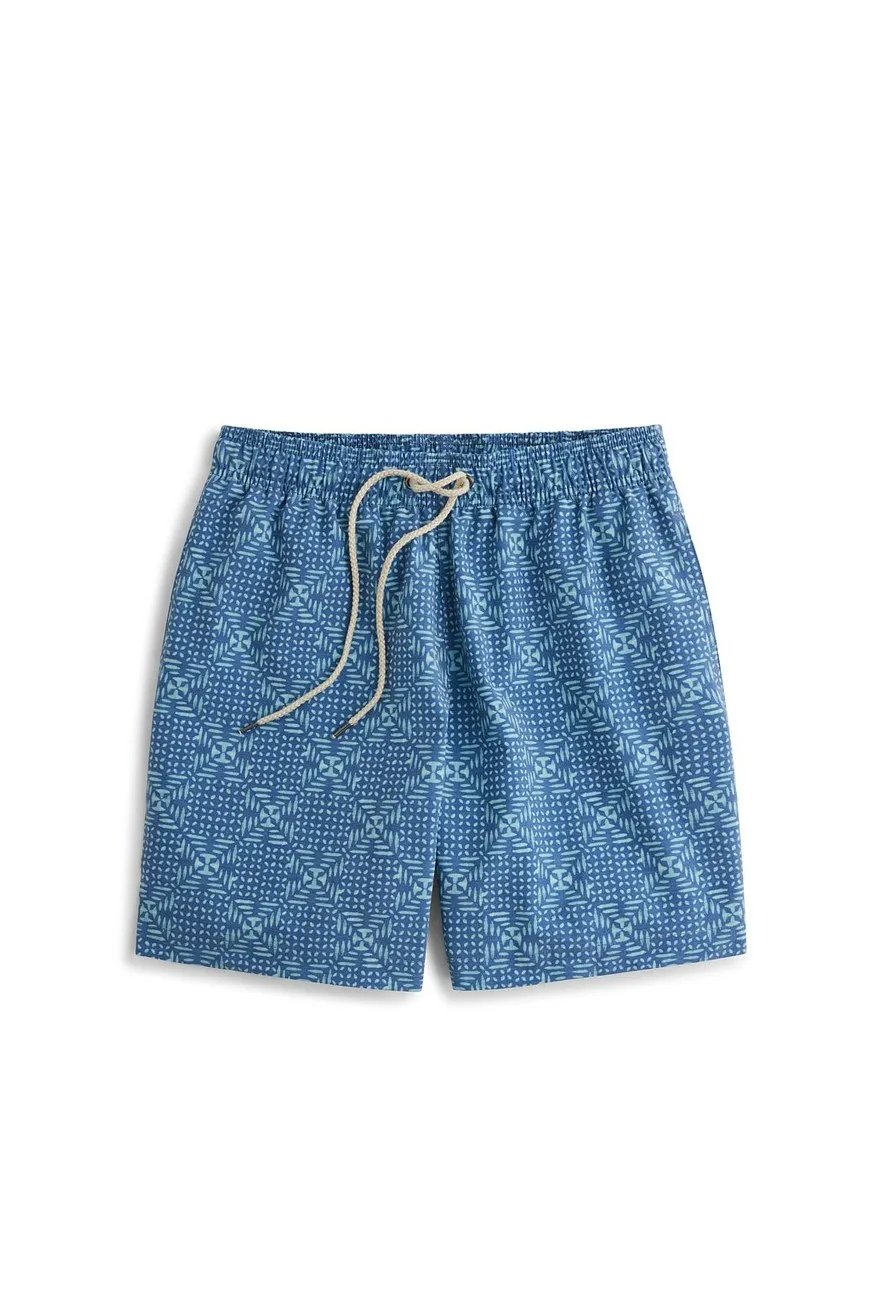 Faherty Beacon Trunk 7″, Tribal Batik Blue