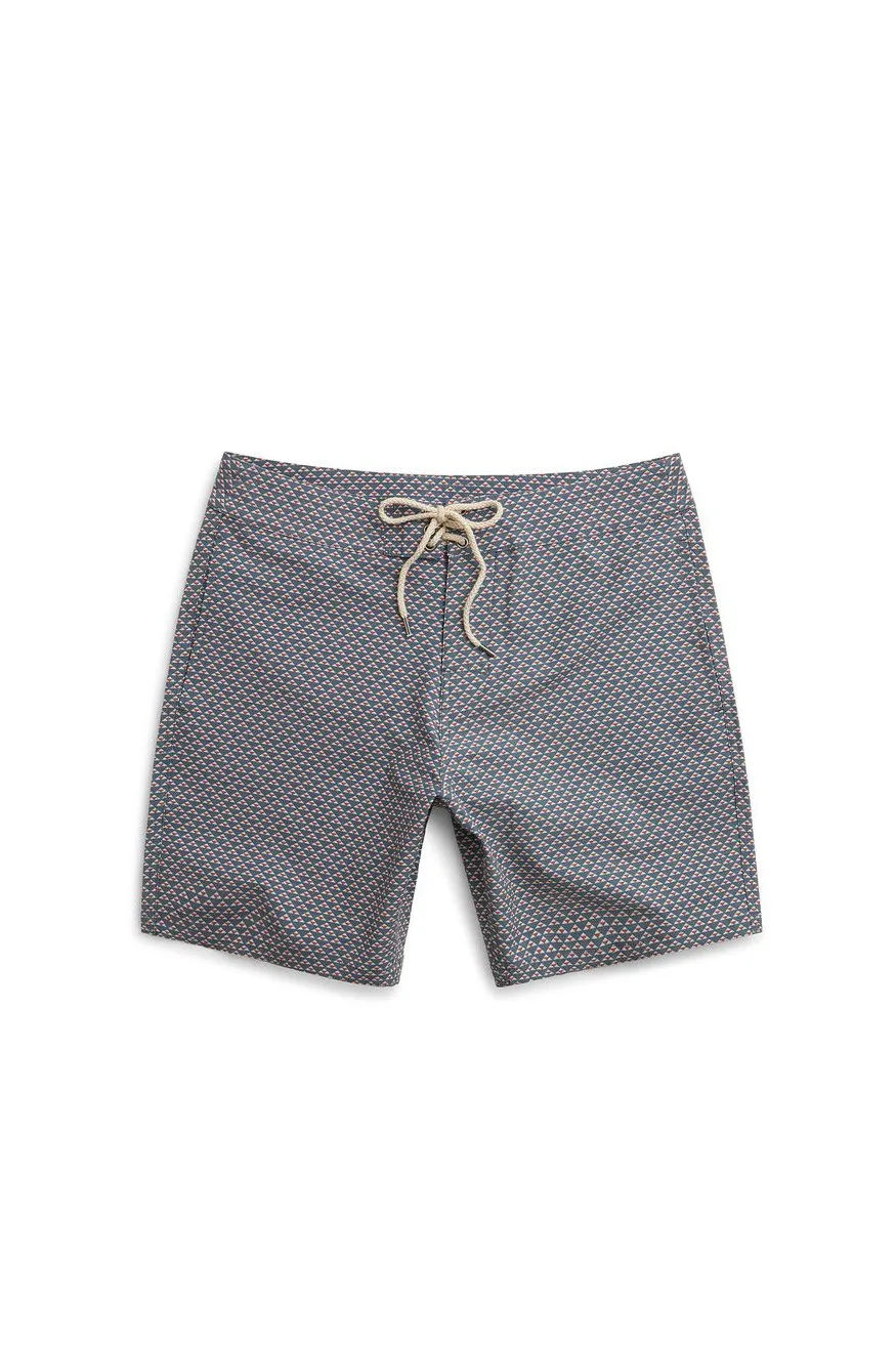 Faherty Classic Boardshort 7″, Geo Pyramid Indigo