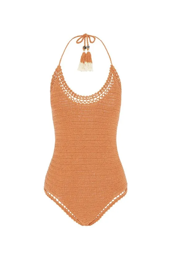 She Made Me Essential Crochet One Piece, Rust