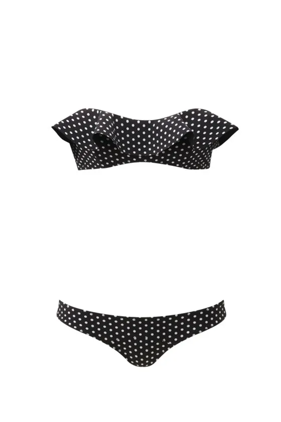 Lisa Marie Fernandez Natalie Polka Dot Flounce Bikini