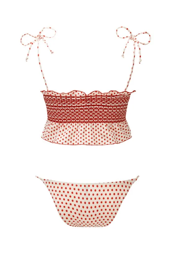 Lisa Marie Fernandez Selena Tomato Polka Dot Bikini
