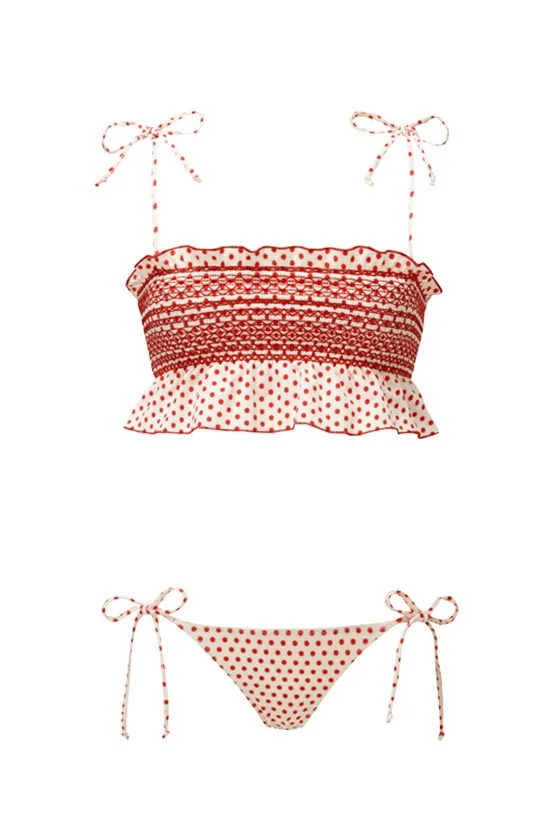 Lisa Marie Fernandez Selena Tomato Polka Dot Bikini