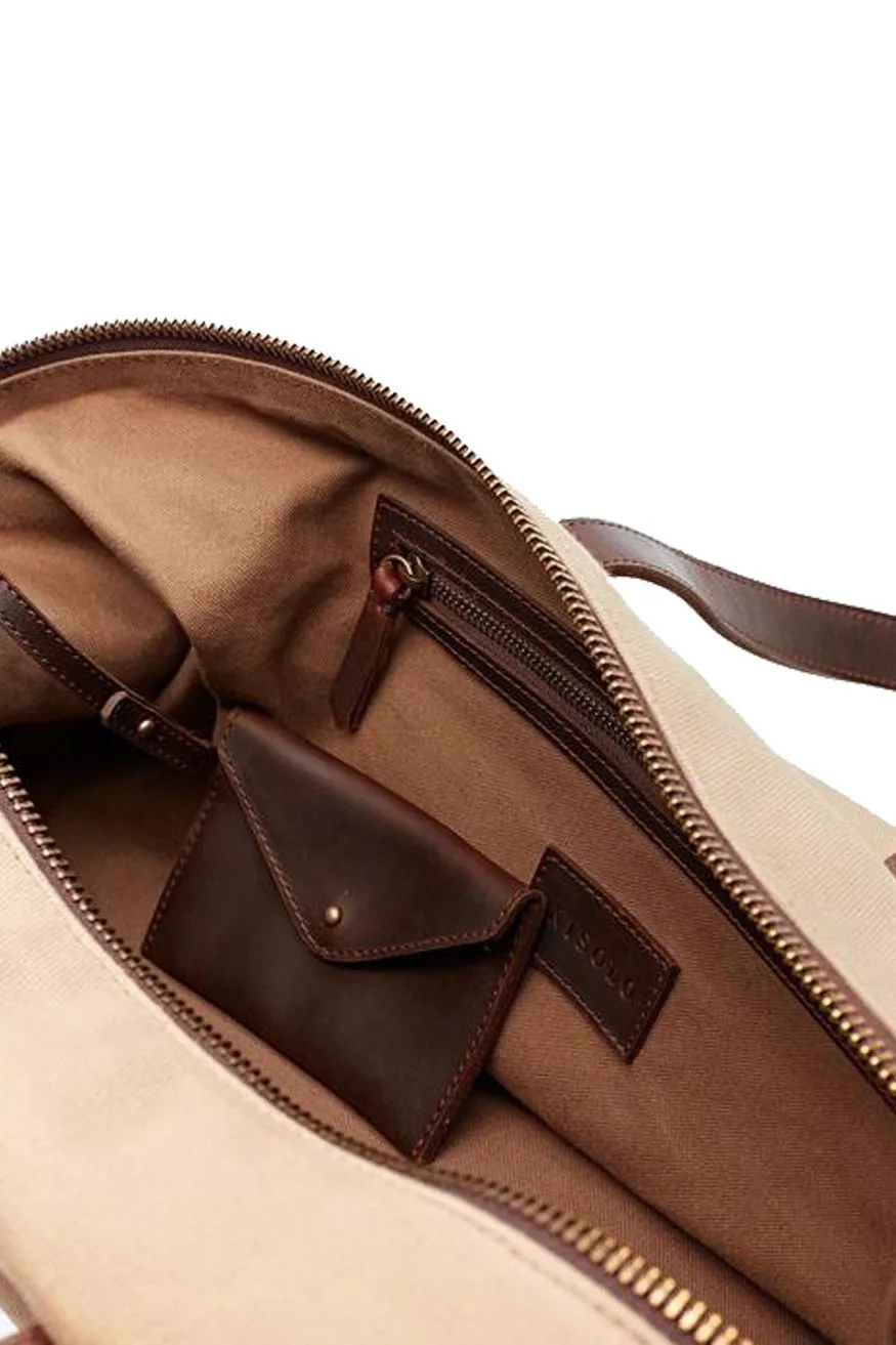 Nisolo Waxed Canvas Weekender, Khaki