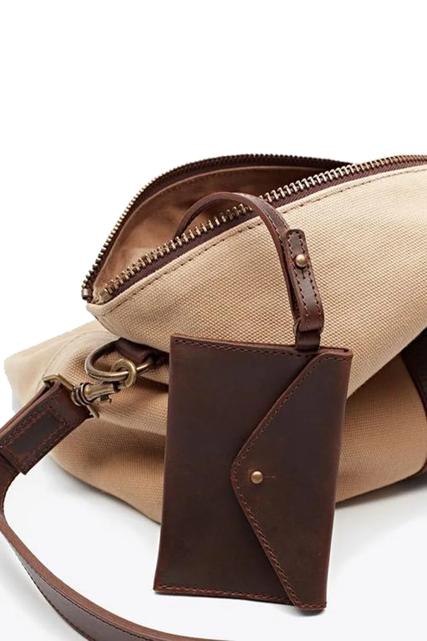 Nisolo Waxed Canvas Weekender, Khaki