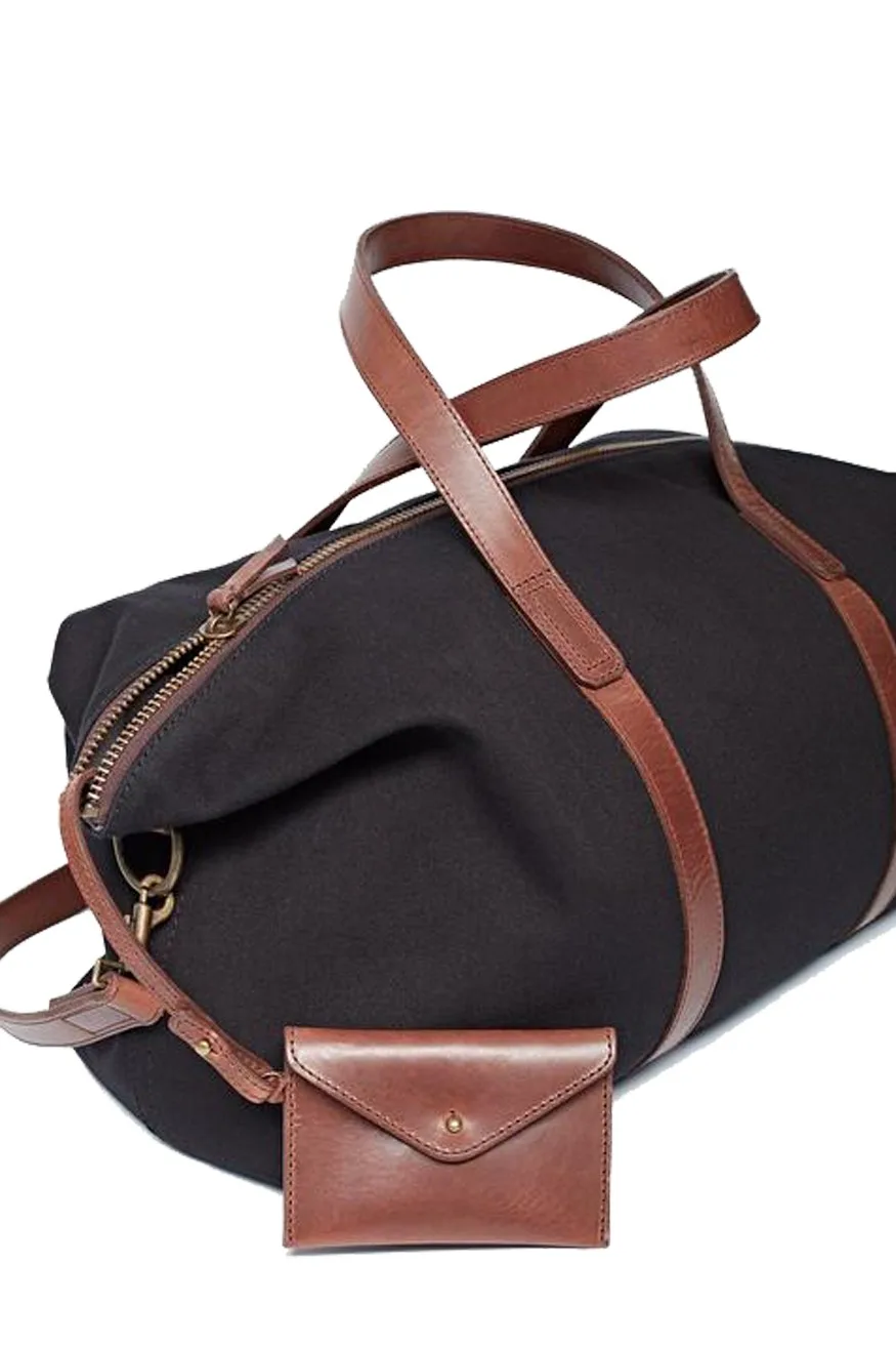 Nisolo Waxed Canvas Weekender, Black