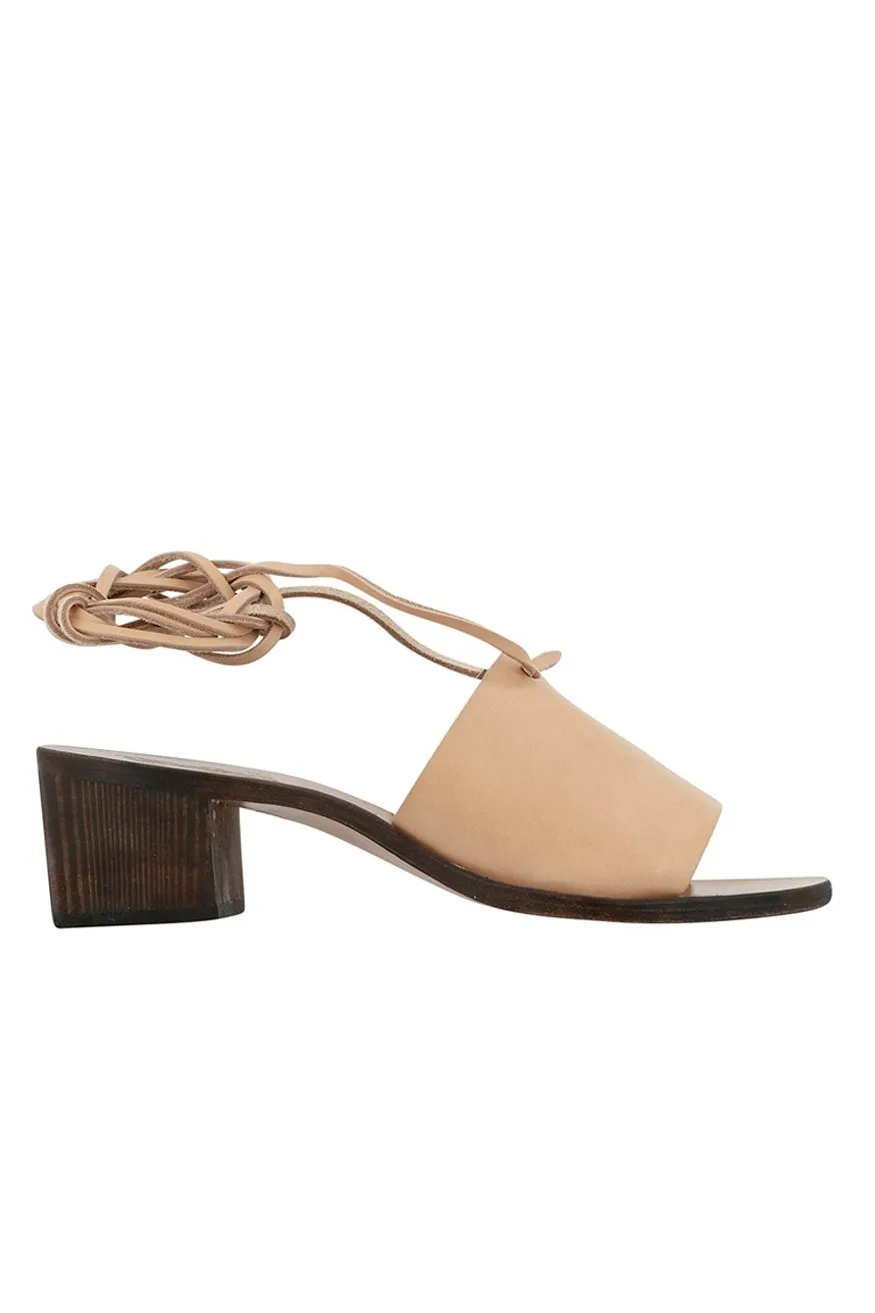 Ancient Greek Sandals Christina Block, Natural with Chestnut Heel