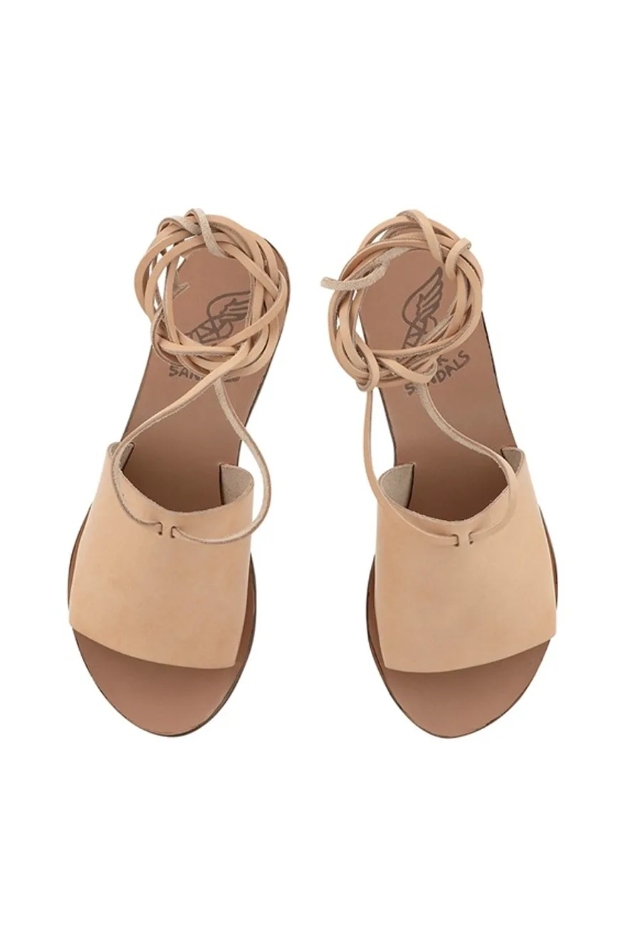 Ancient Greek Sandals Christina Block, Natural with Chestnut Heel