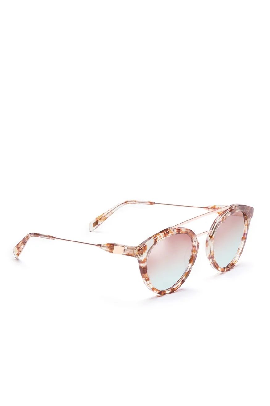 Westward Leaning Double Bridge, 05 Polished Quartz Tortoise/Polished Rose Gold