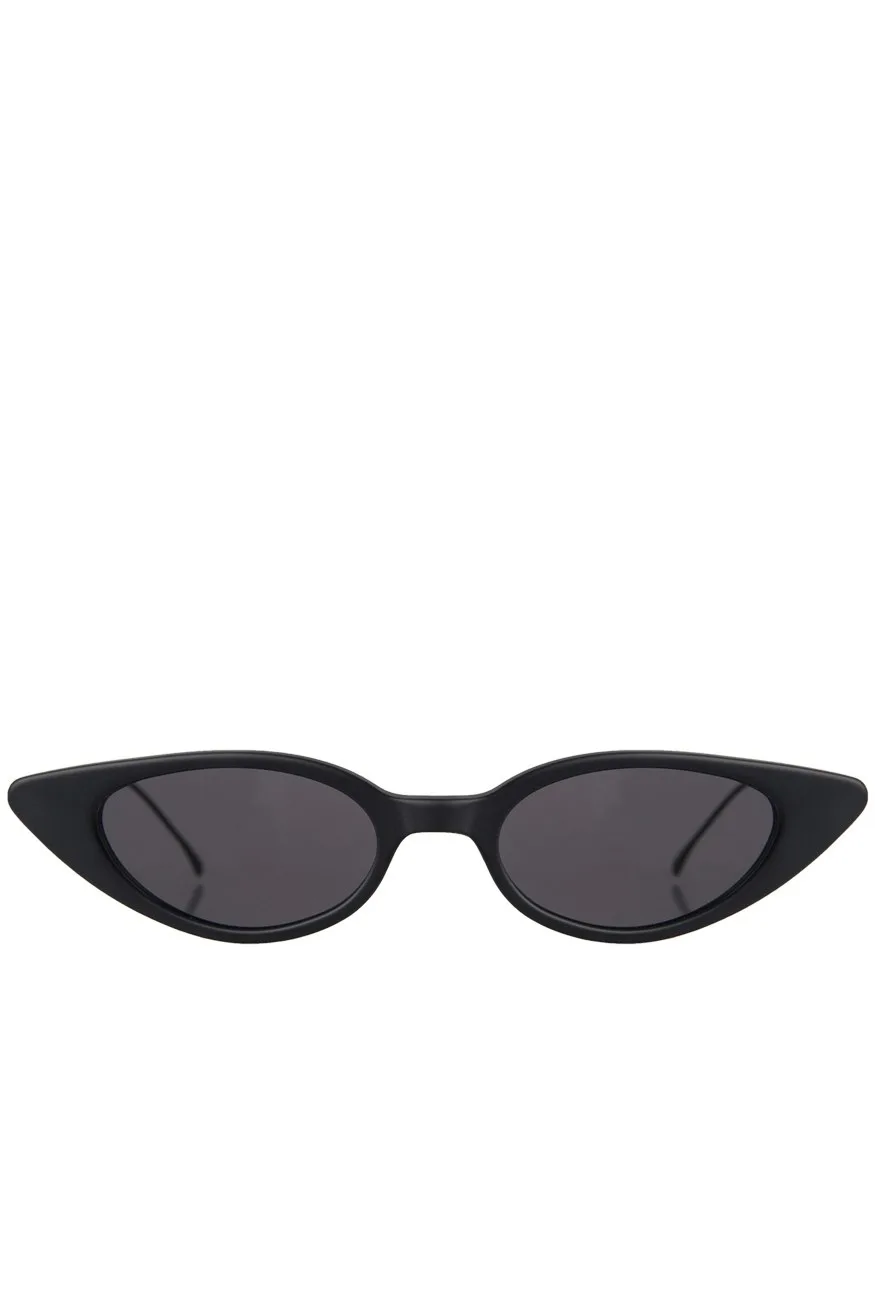 Illesteva Marianne Sunglasses, Matte Black With Grey Flat Lenses