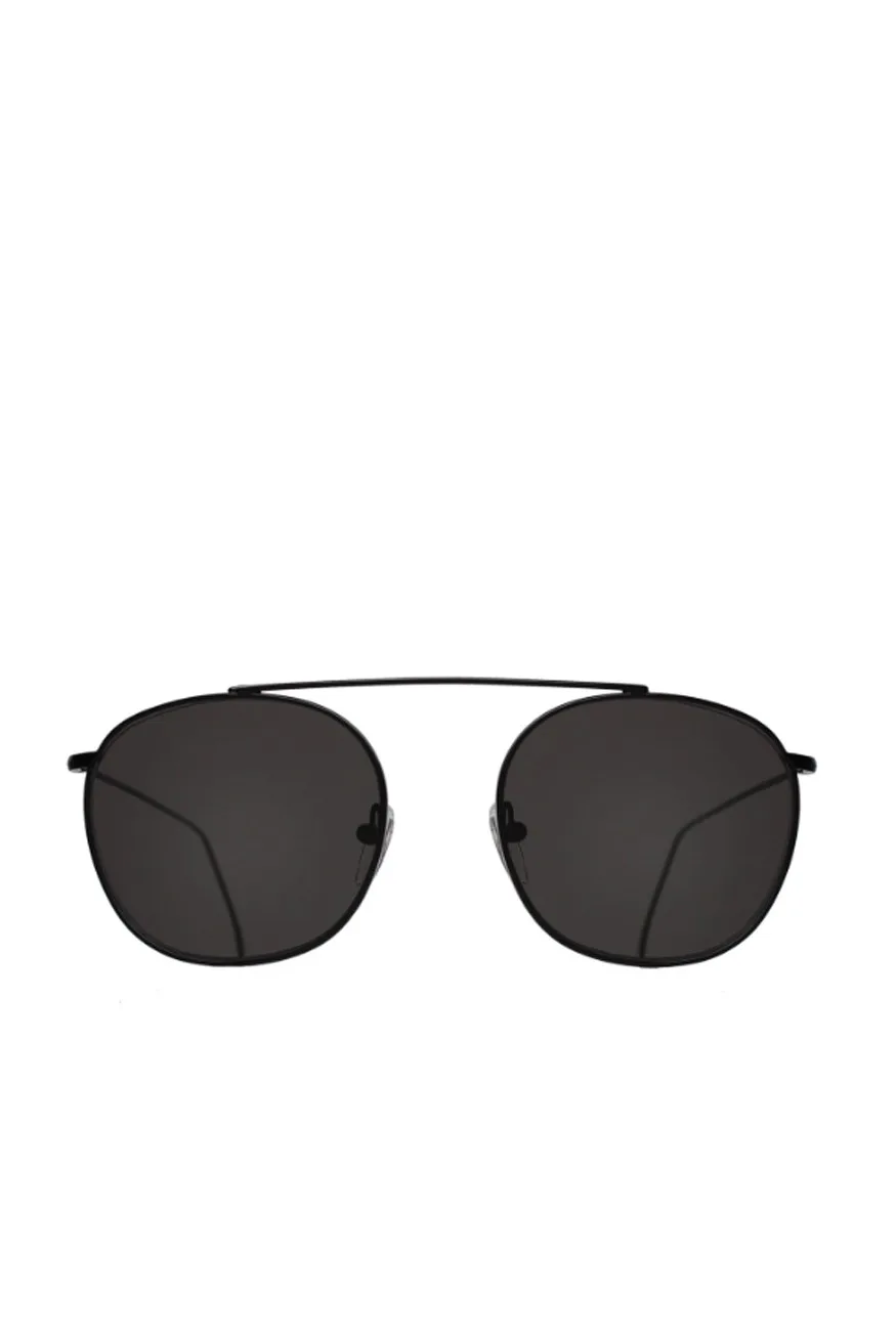 Illesteva Mykonos II Sunglasses, Black With Grey Flat Lenses