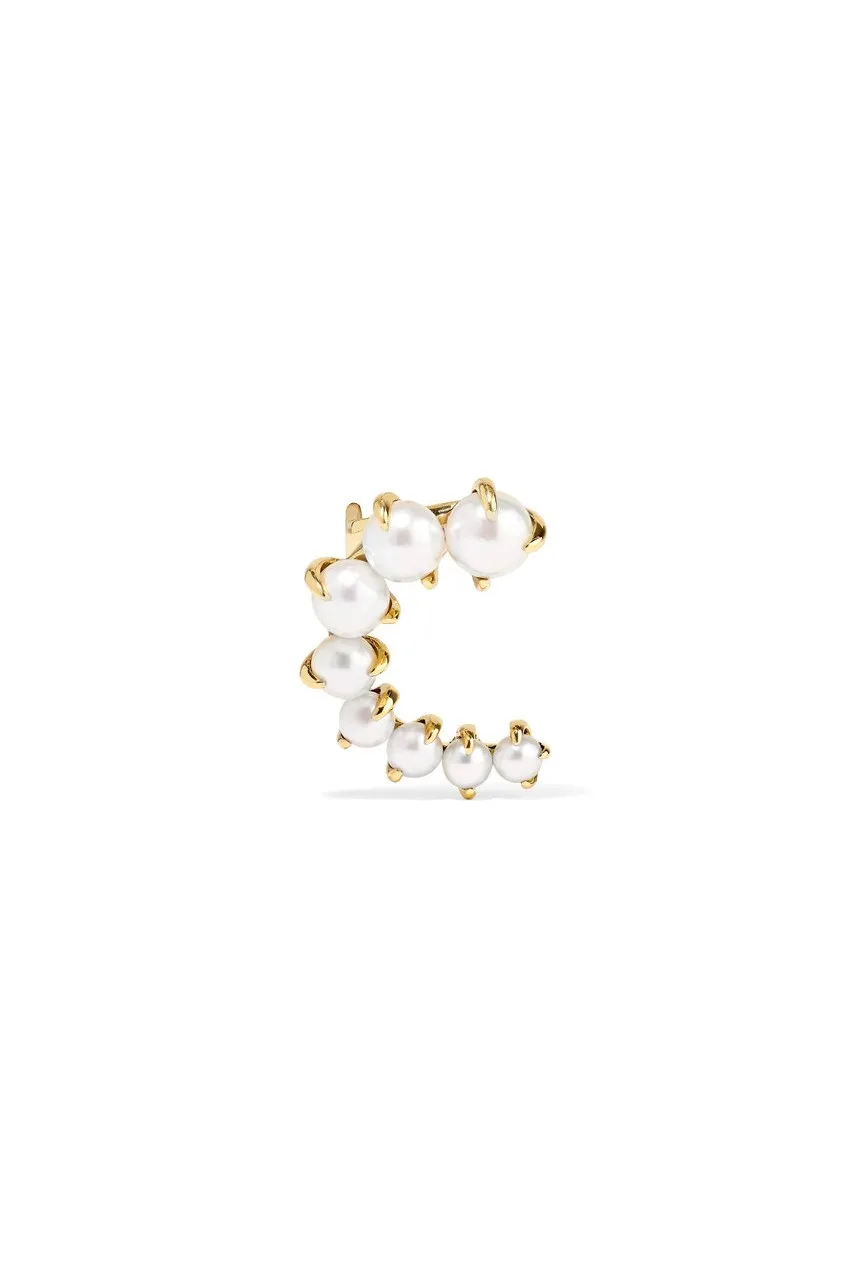 Ana Khouri Marie Pearl Ear Cuff | 18-karat Gold + Pearl